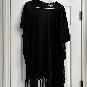 Velvet Shawl with Fringe